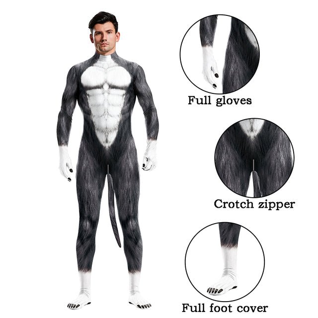 Halloween Bodysuits Zentai With Tail Animal Husky - Slim&Shine
