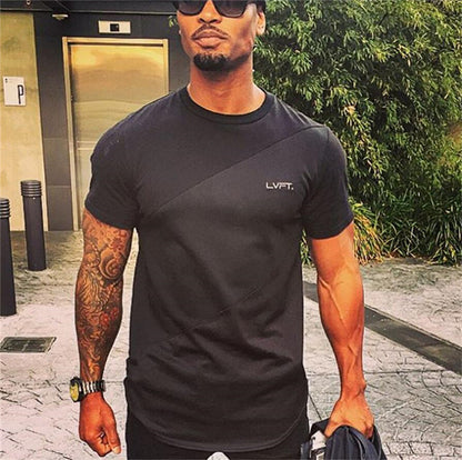 Men's Muscle Workout Round Neck Short Sleeve T-shirt