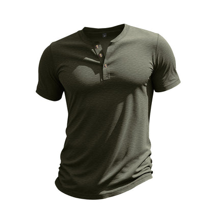 Muscle Bamboo Retro Henley Shirt Short Sleeve