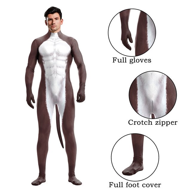 Halloween Bodysuits Zentai With Tail Animal Husky - Slim&Shine