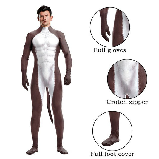 Halloween Bodysuits Zentai With Tail Animal Husky - Slim&Shine