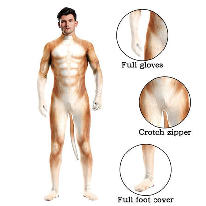 Halloween Bodysuits Zentai With Tail Animal Husky - Slim&Shine