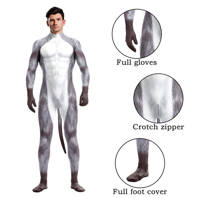 Halloween Bodysuits Zentai With Tail Animal Husky - Slim&Shine