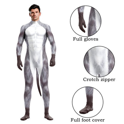Halloween Bodysuits Zentai With Tail Animal Husky - Slim&Shine