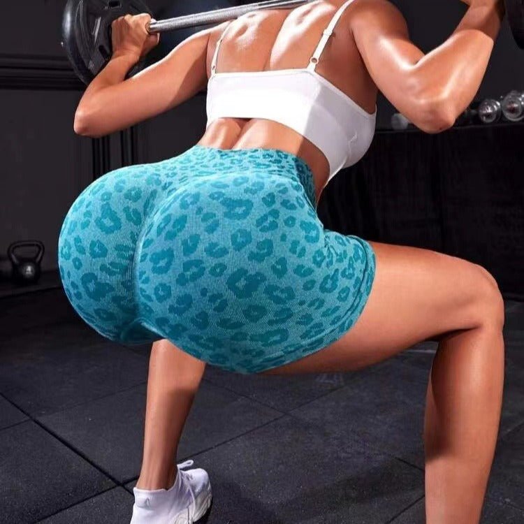 High Waist Leopard - print Shorts Fitness Yoga Shorts - Slim&Shine