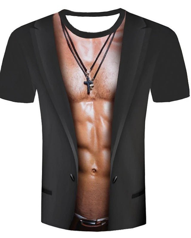 Men's Crew Neck Muscle Funny Short Sleeve T-Shirt - Slim&Shine