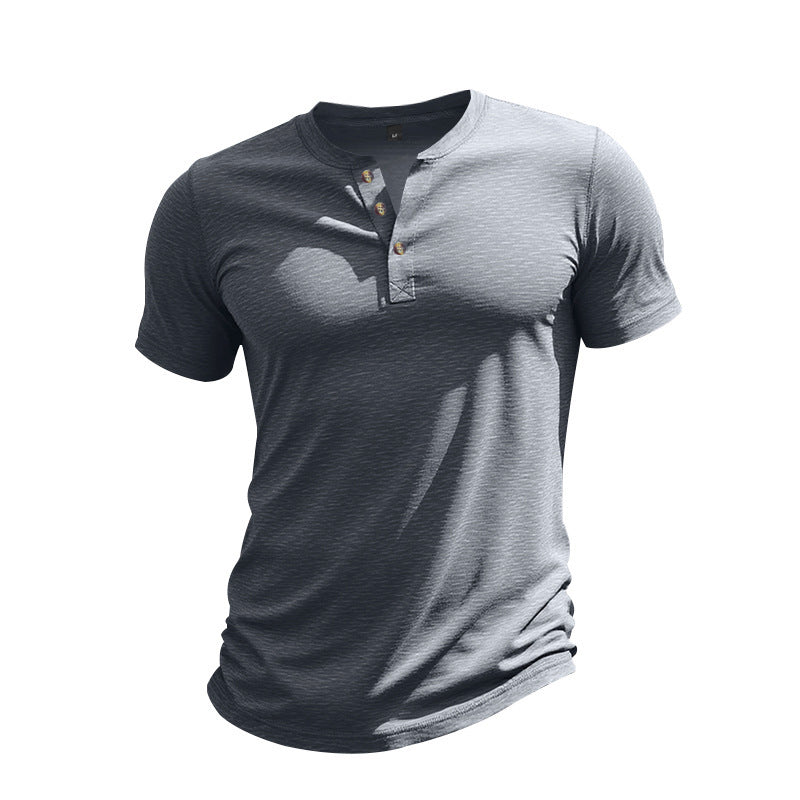 Muscle Bamboo Retro Henley Shirt Short Sleeve - Slim&Shine