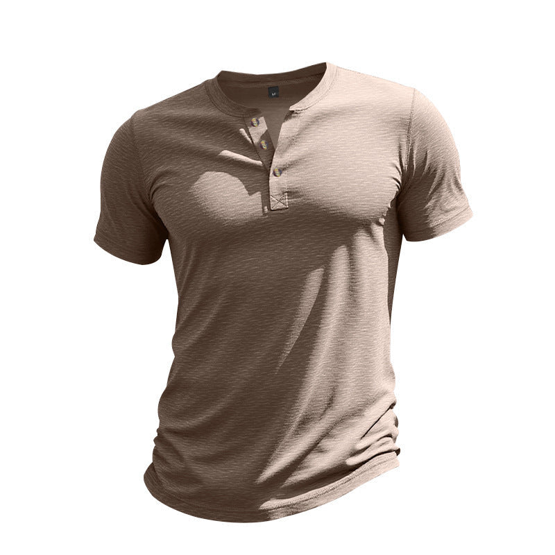 Muscle Bamboo Retro Henley Shirt Short Sleeve - Slim&Shine