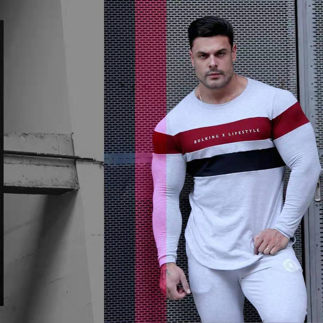 Muscle Brothers Sports T-shirt Men's Long - sleeved Fitness Top Bottoming Shirt - Slim&Shine