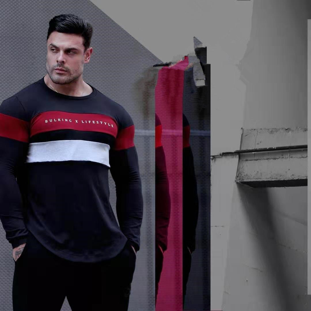 Muscle Brothers Sports T-shirt Men's Long - sleeved Fitness Top Bottoming Shirt - Slim&Shine