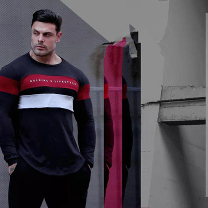 Muscle Brothers Sports T-shirt Men's Long - sleeved Fitness Top Bottoming Shirt - Slim&Shine