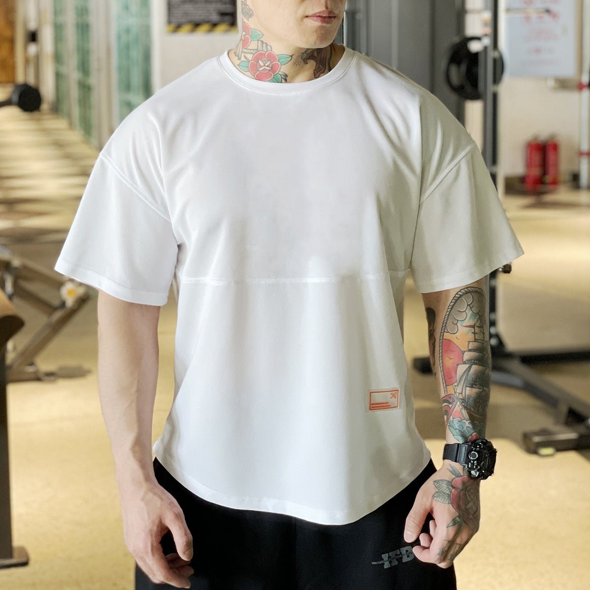 Muscle Fitness Shirt Men's Sports Short Sleeve Loose Breathable T-shirt - Slim&Shine