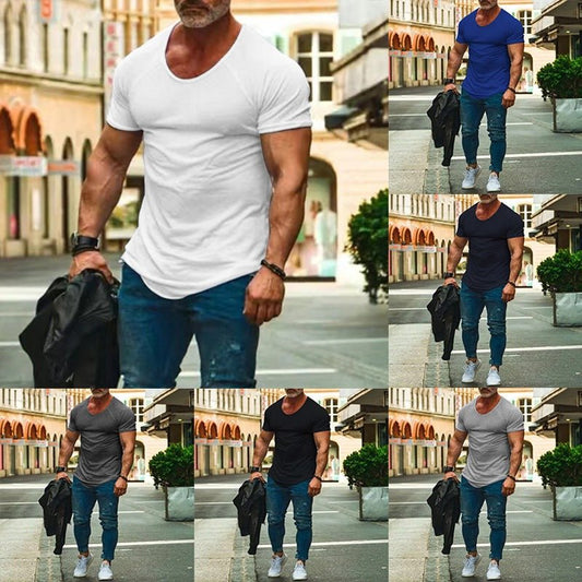 New Muscle Fitness Short Sleeve T-Shirt Men's Casual Sports - Slim&Shine