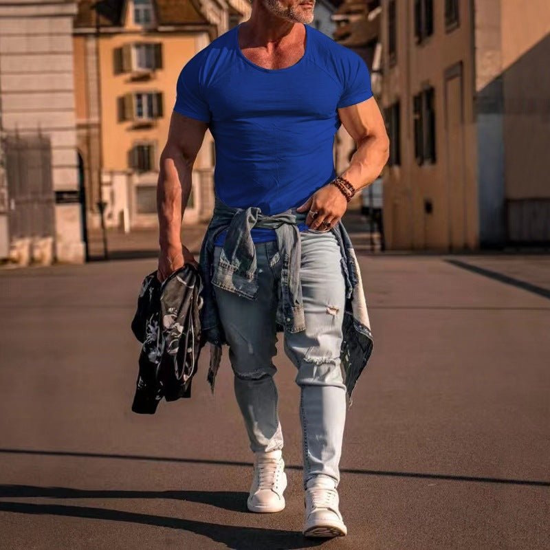 New Muscle Fitness Short Sleeve T-Shirt Men's Casual Sports - Slim&Shine