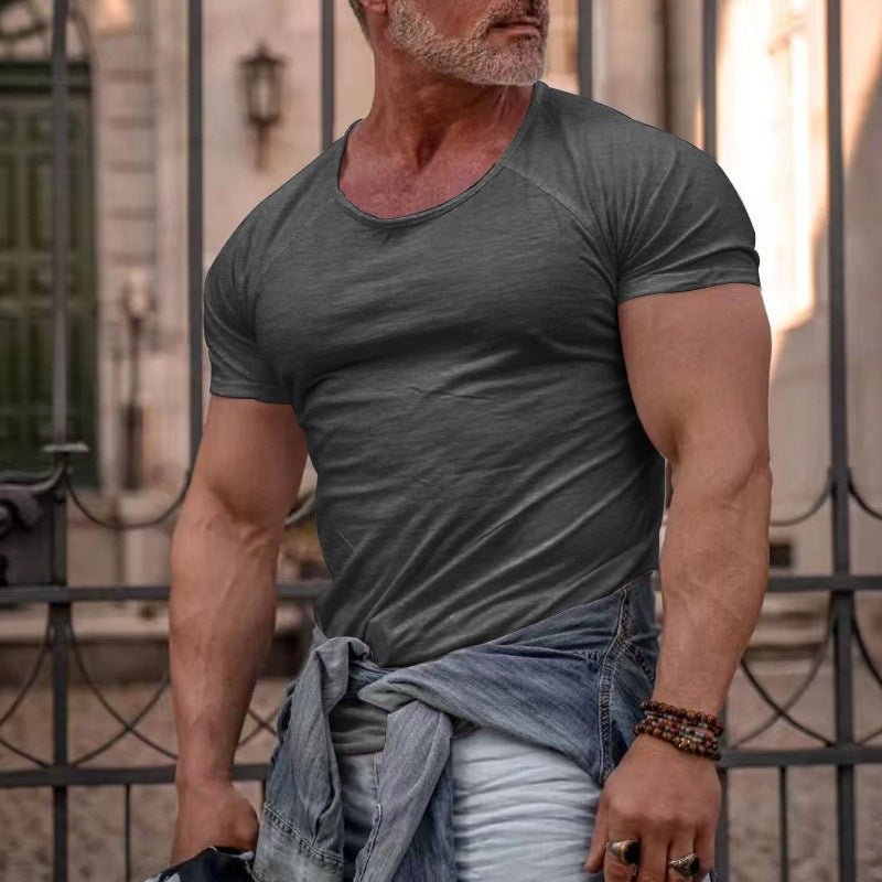 New Muscle Fitness Short Sleeve T-Shirt Men's Casual Sports - Slim&Shine