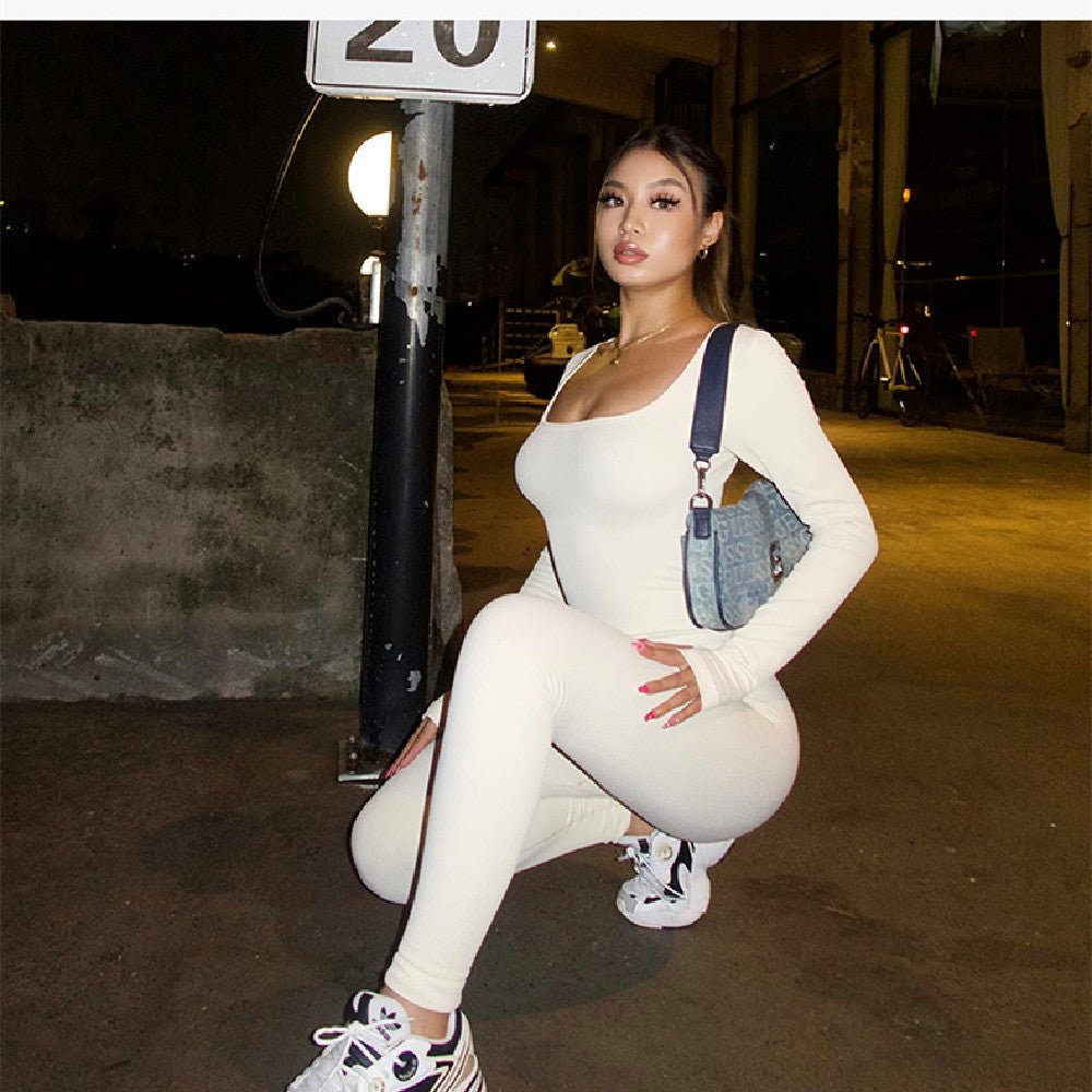 Seamless Double - layer Jumpsuit Long - sleeved Body Shaper Hip Lifting Yoga Jumpsuit Sports Jumpsuit Bodysuits - Slim&Shine