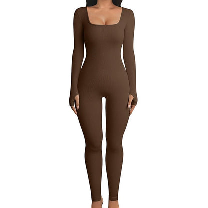 Seamless Double - layer Jumpsuit Long - sleeved Body Shaper Hip Lifting Yoga Jumpsuit Sports Jumpsuit Bodysuits - Slim&Shine