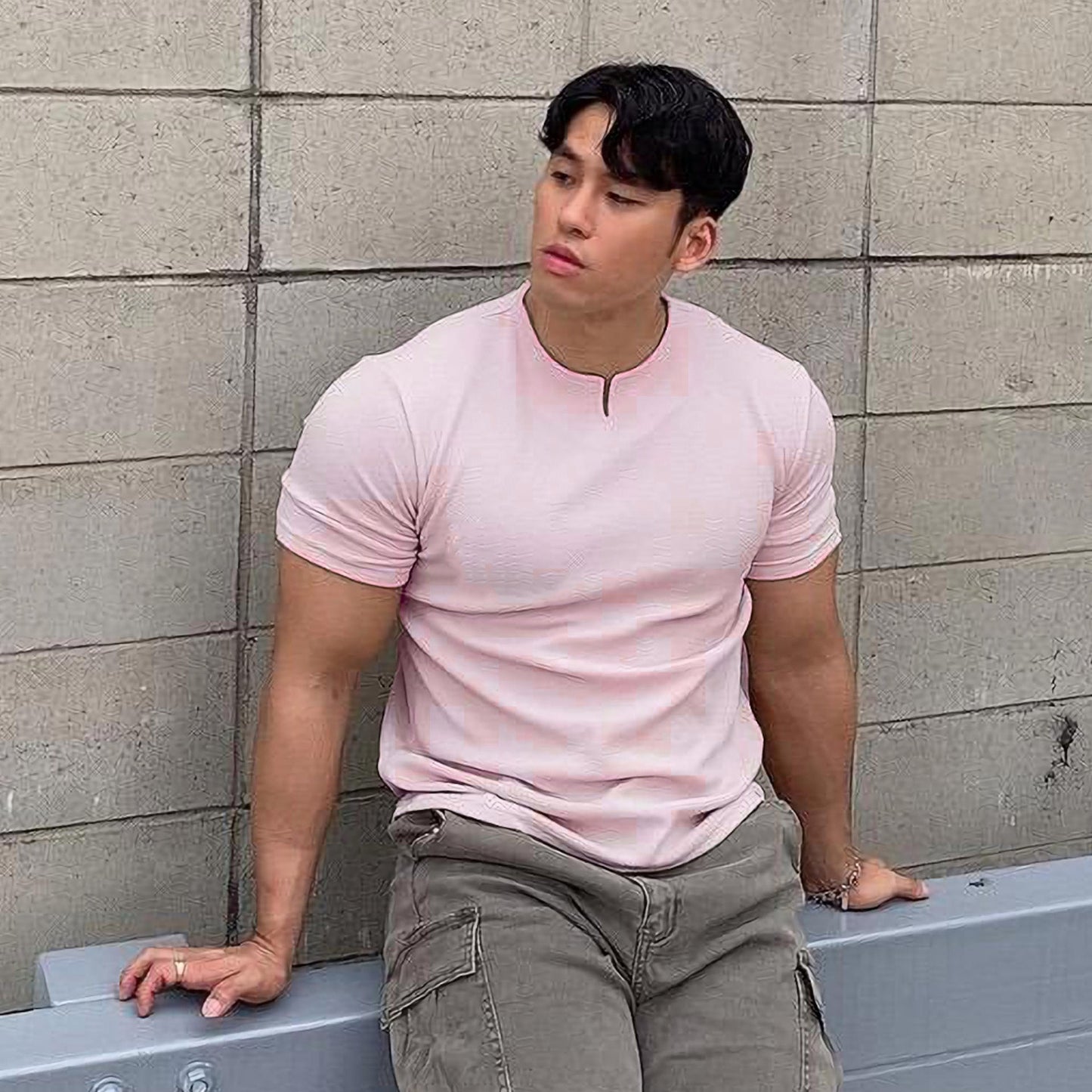 Summer V - neck Short - sleeved Men's Muscle Fitness T-shirt - Slim&Shine