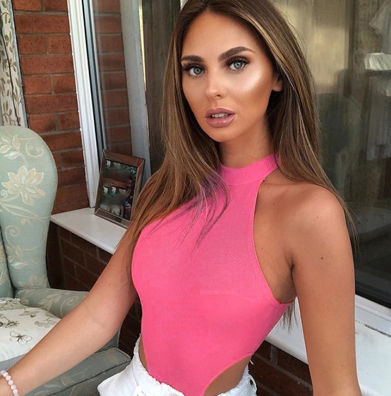 Women Halter Bodysuits Neon Elastic Tank Jumpsuit Fashion - Slim&Shine